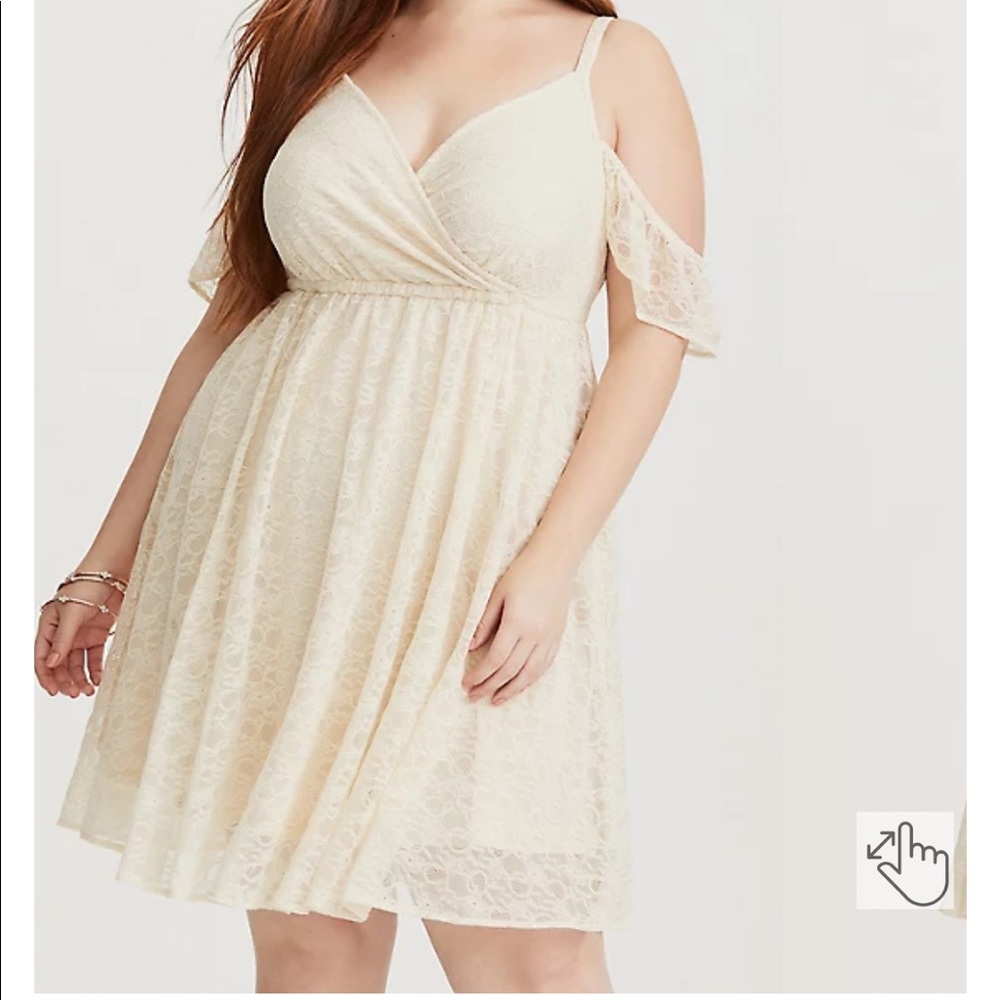 Torrid IVORY LACE COLD SHOULDER SKATER DRESS